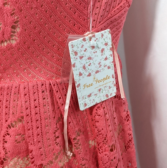 NEW Free People Rocco Lace Cutout Dress - Size 6 Womens - Cherry Pink Red Peach - Picture 8 of 10